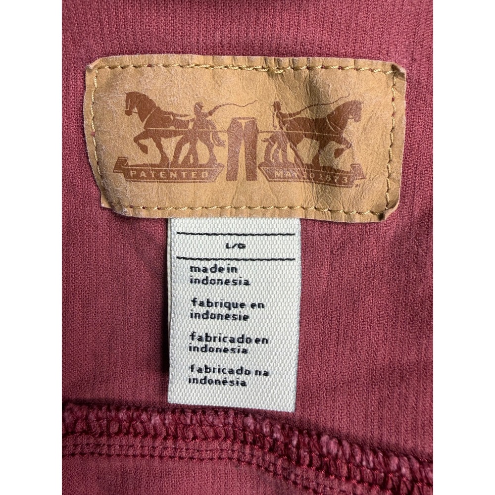 Levis Corduroy Trucker Jacket Womens Large Red Burgundy Button Front Coat - Picture 3 of 8